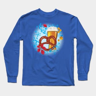 Cartoon Pretzel with Beer Long Sleeve T-Shirt